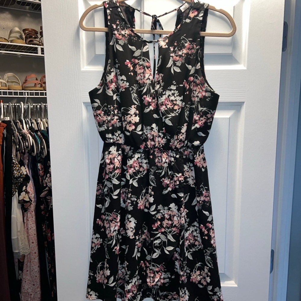 Lush Floral Black Dress